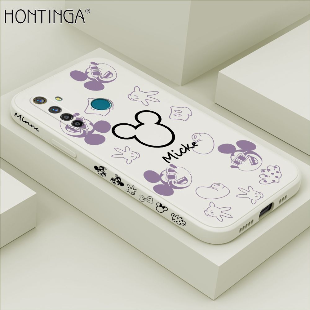 Hontinga for Realme 5 Pro Case Side Design Cute Mouse Avatar Back Cover Soft Square Edge Pattern Liquid Silicone Trend Phone Cases