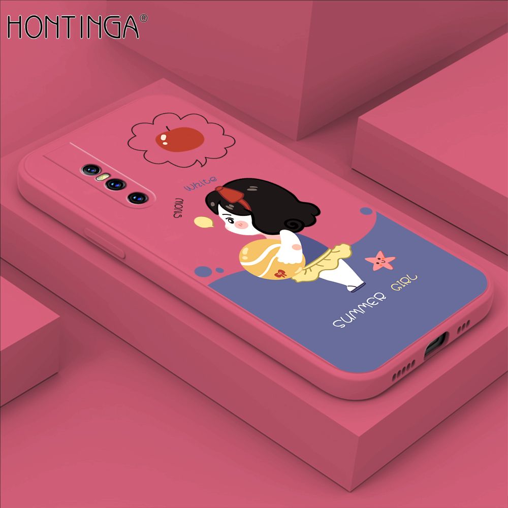 Hontinga for Vivo V15 Pro Case Cute Cartoon Girl Phone Case Phone Case Soft Square Edge Silicone Cases Full Lens Cover Shockproof Protection Cover