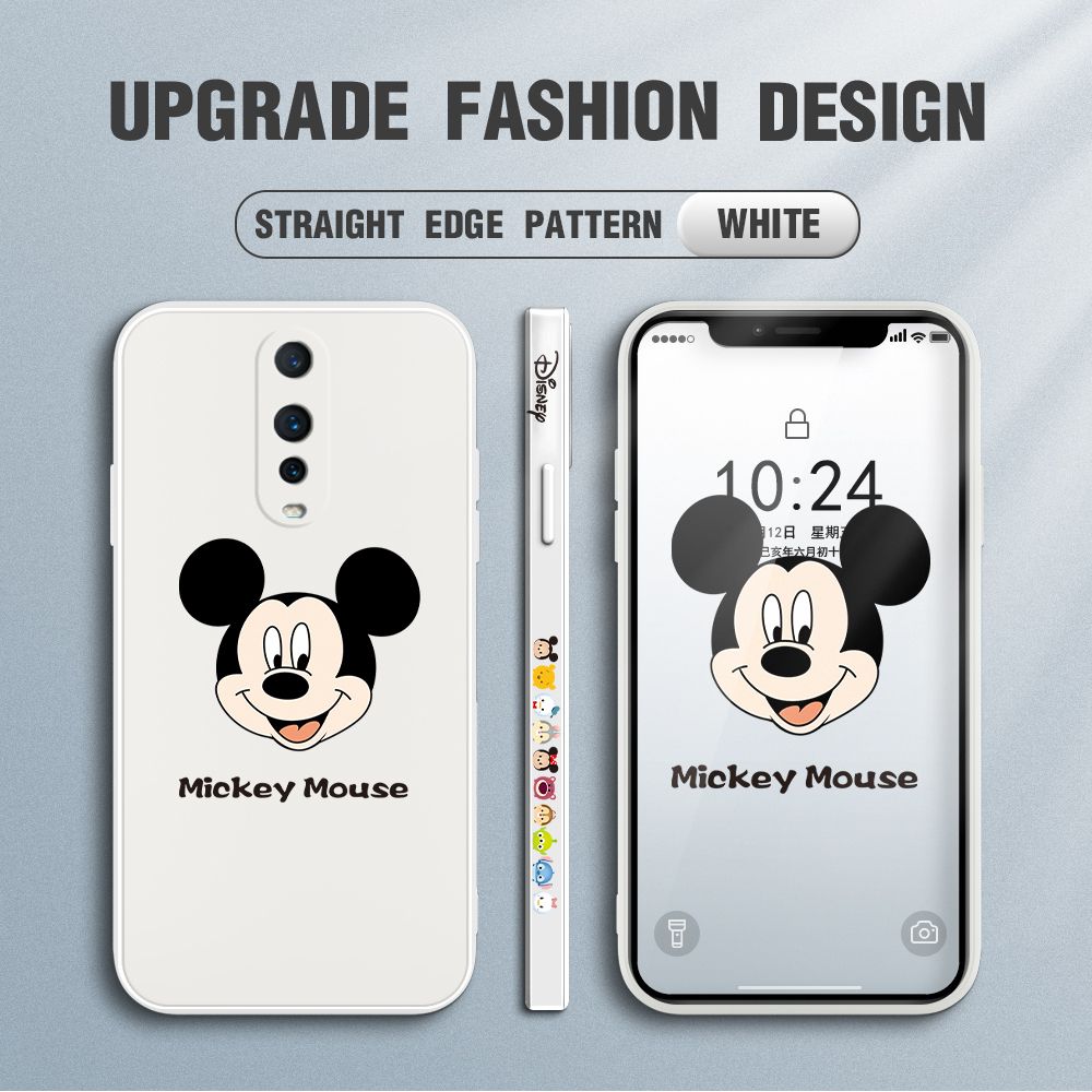 Jizetin for OPPO R17 Pro Case Creative Cartoon Mouse Avatar Side Design Phone Case Square Edge Pattern Liquid Silicone Cases Full Cover Camera Shockproof Protective Case