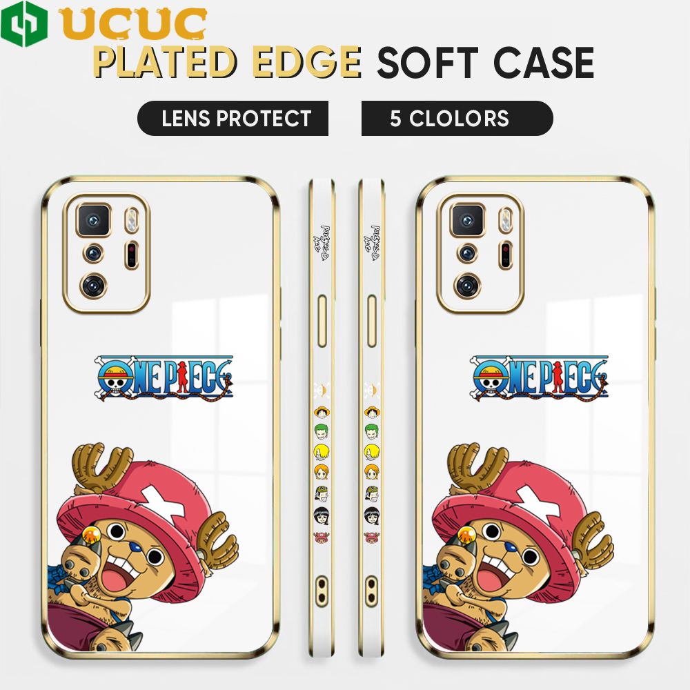 UCUC for Xiaomi Poco X3 GT Cover Blue Wave Ball Chopper Luxury 6D Plating Soft Casing Silicone Square Frame Phone Case Shiny Bling Back Cover + Free Lanyard
