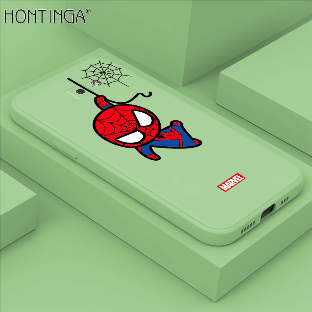 Hontinga for Samsung Galaxy J5 Prime Case Cute Marvel Avengers Cartoon Spiderman Spider Man Phone Case Square Edge Silicone Cases Full Lens Cover Shockproof Protection Case