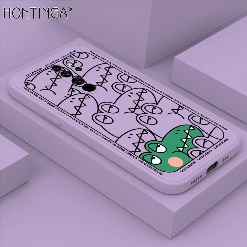 Hontinga for Redmi Note8 Pro Case Cartoon Crocodile Alligator Phone Case Phone Case Soft Square Edge Silicone Cases Full Lens Cover Shockproof Protection Cover