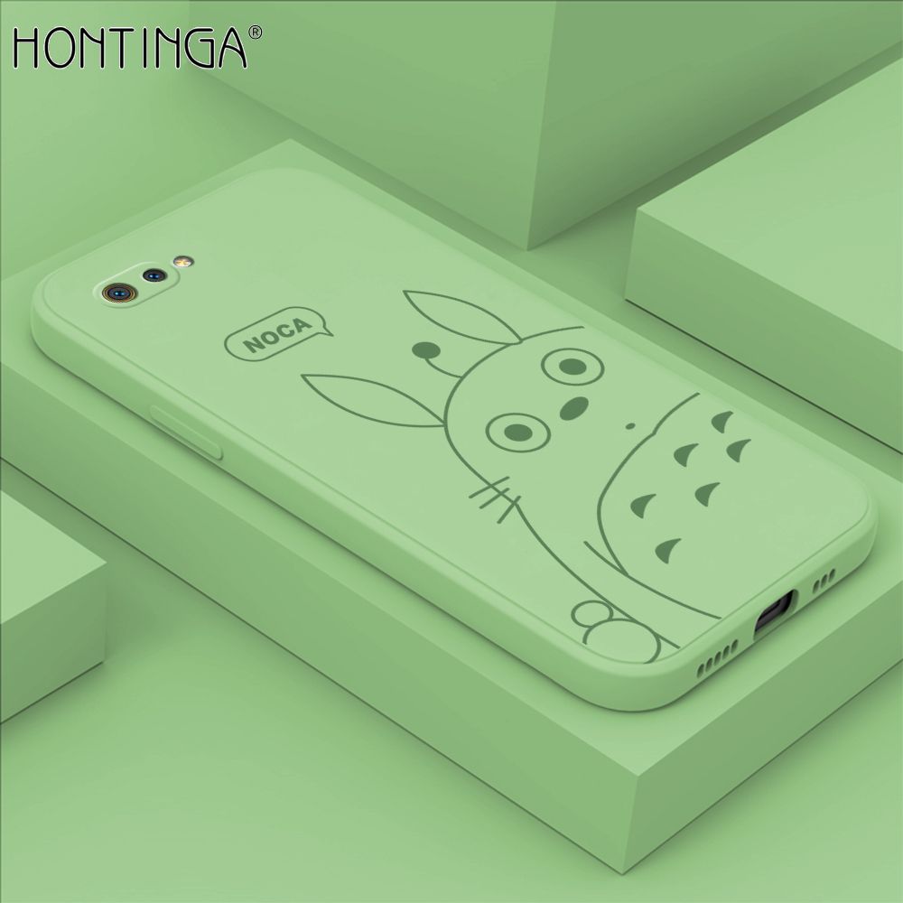 Hontinga for Realme C2 Case Cartoon Cute Totoro Pattern Back Cover Soft Square Edge Liquid Silicone Phone Cases