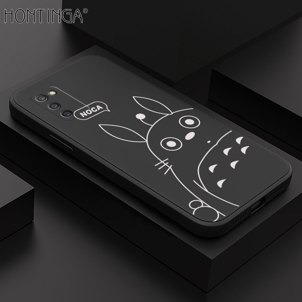 Hontinga for Samsung Galaxy A03S Case Cartoon Cute Totoro Pattern Back Cover Soft Square Edge Liquid Silicone Phone Cases