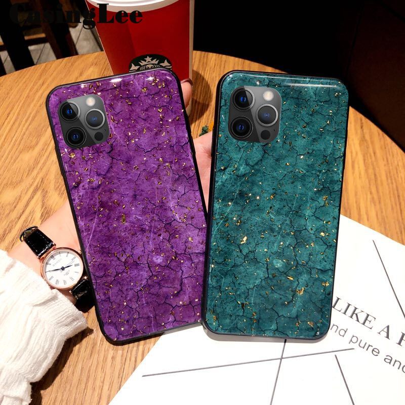 CasingLee For iPhone 11 Case Luxury Emerald marble Fashion Female Lady Rhinestone back cover For iPhone 11 Phone cases For girls and Boys