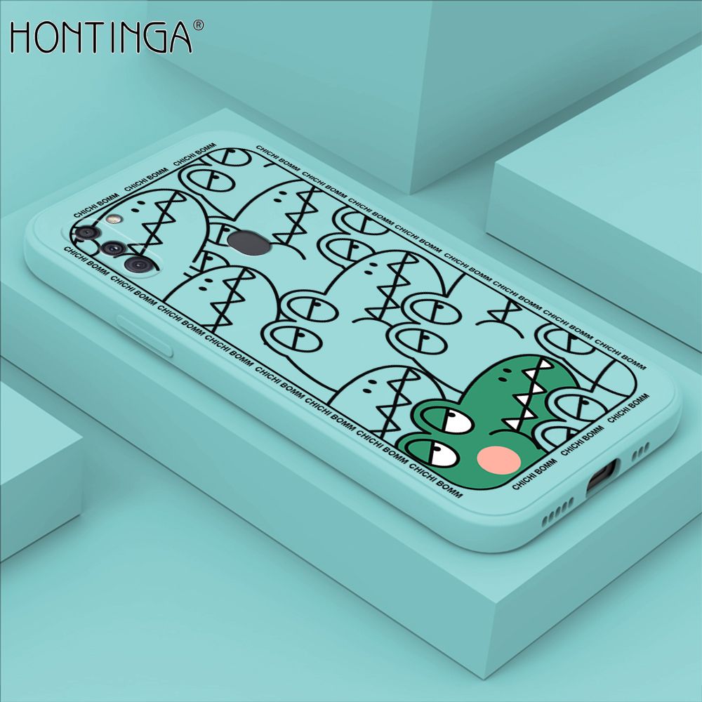 Hontinga for Samsung A11 Case Cartoon Crocodile Alligator Phone Case Phone Case Soft Square Edge Silicone Cases Full Lens Cover Shockproof Protection Cover