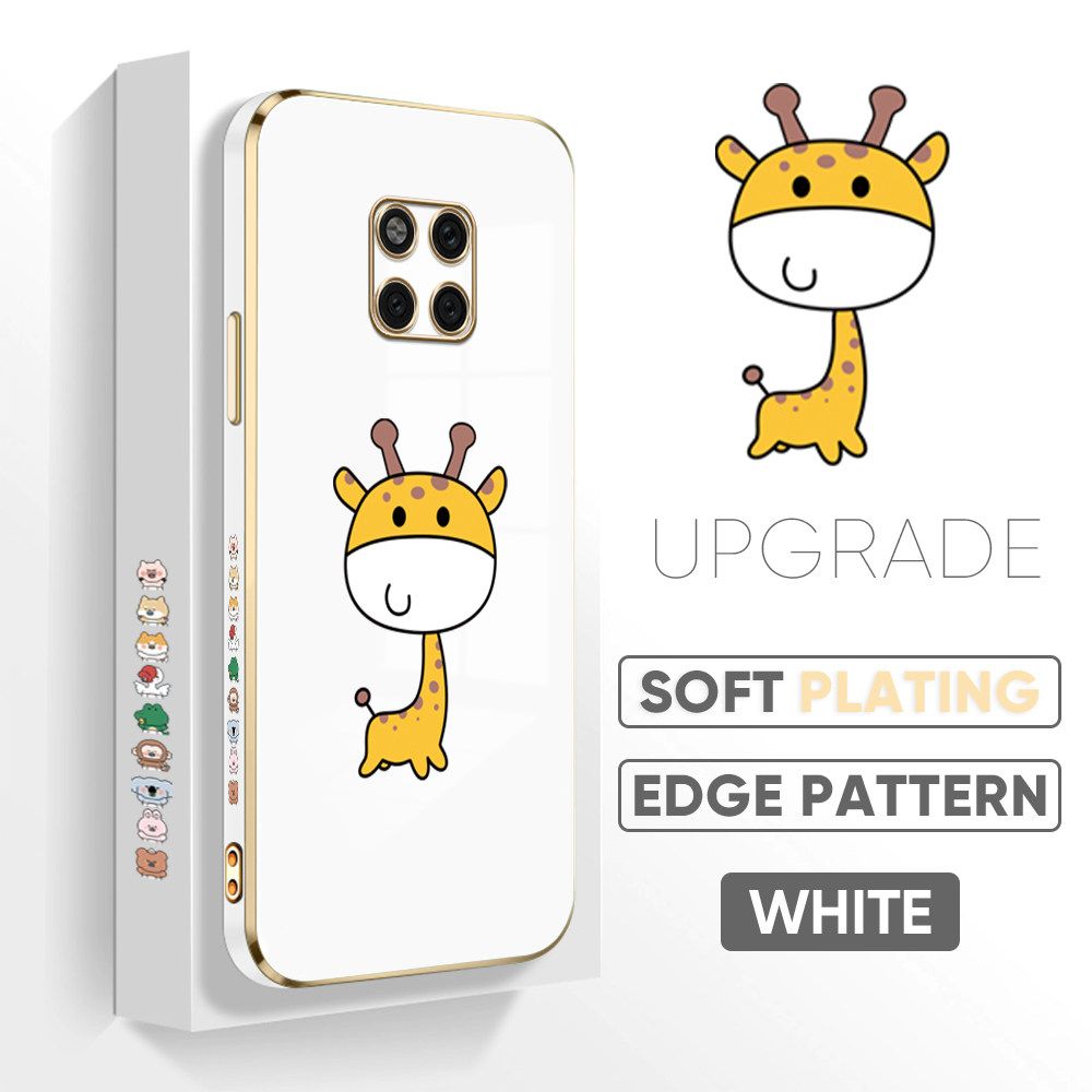TA for Huawei Mate 20 Pro Back Cover + Free Lanyard Mini Giraffe Luxury 6D Plating Case Side Pattern Soft Silicone Square Phone Cases