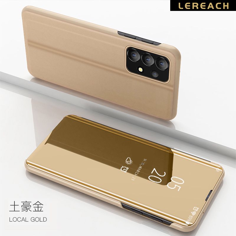 Lereach For vivio IQOO ULX / Y30 / Y20 / Y20I / Y20S / Y11S Cove Case Leather Flip Cover plated Mirror + PU leather Back Cover Case