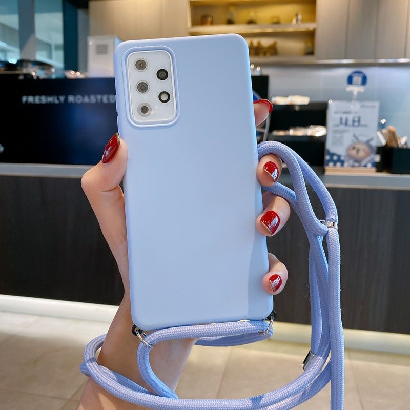 Strap Cord Chain Case For Samsung Galaxy A72 A52 A42 A32 A51 A71 A50 A70 A31 A40 A20 A30 M51  Necklace Lanyard Rope Matte Cover