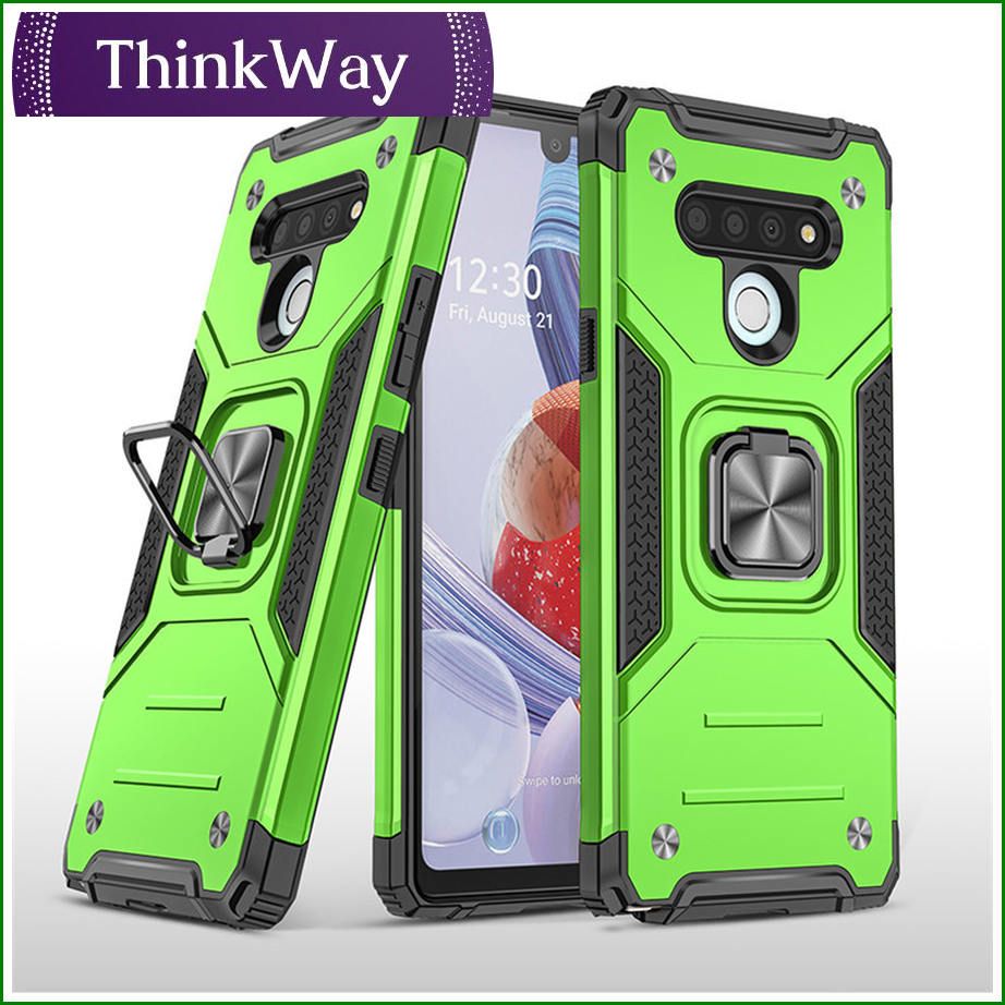 Kemeng Armor Drop Sleeve Creative Ring Holder Silicone TPU PC 2 in 1 Shockproof Phone Case For LG K40/K12+ & LG K50S
