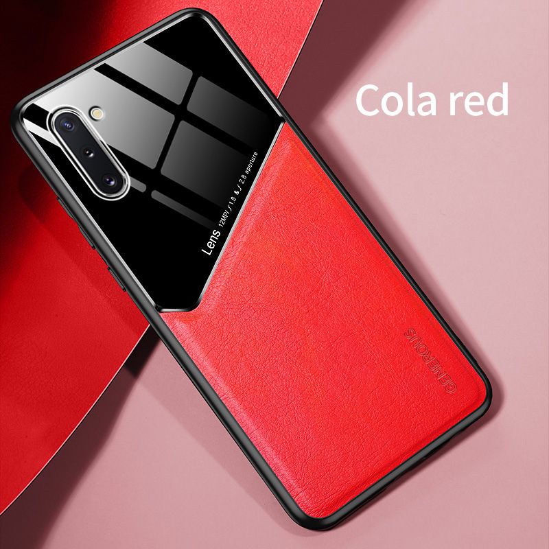 Lenuo For Samsung Galaxy Note 10 Case Leather Texture Car Magnetic Holder Back Cover Soft Silicon Frame Shockproof Casing