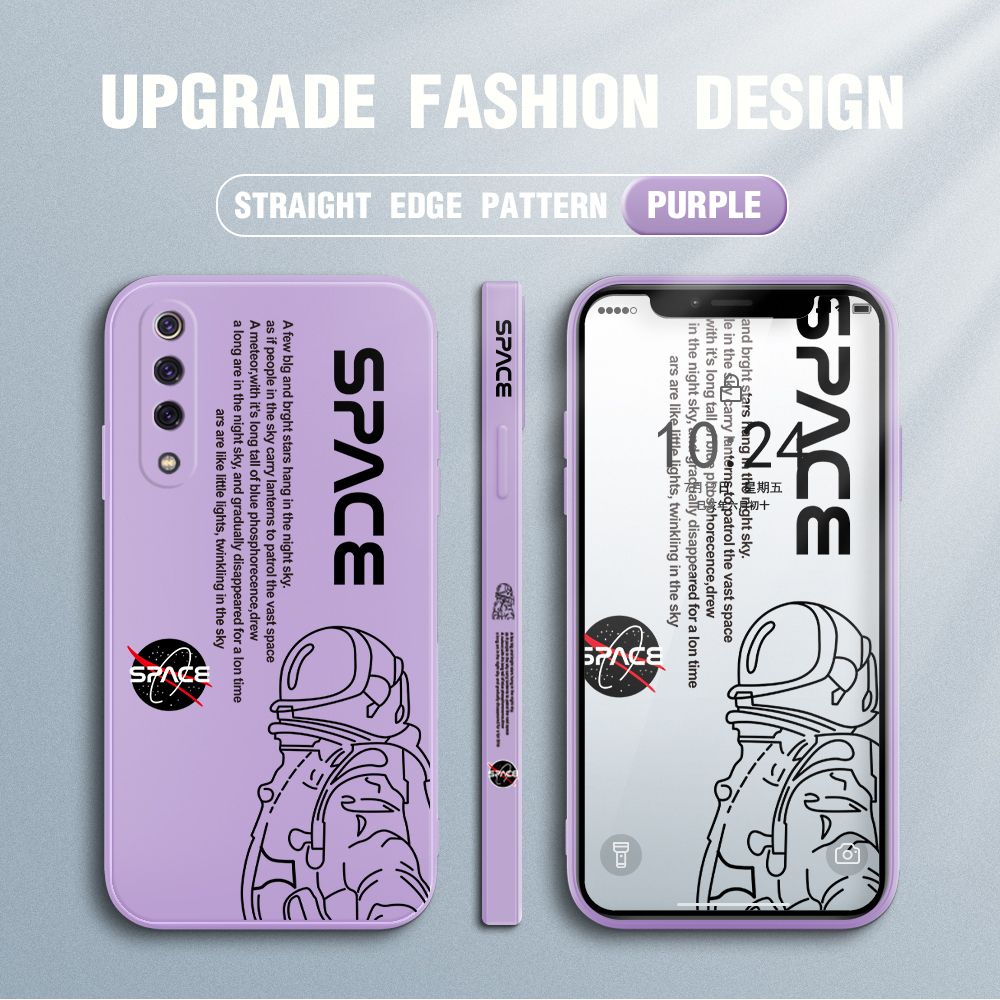 Jizetin for Xiaomi Mi 9 SE Case NASA Astronaut Design Side Design Phone Case Square Edge Pattern Liquid Silicone Cases Full Cover Camera Shockproof Protective Case