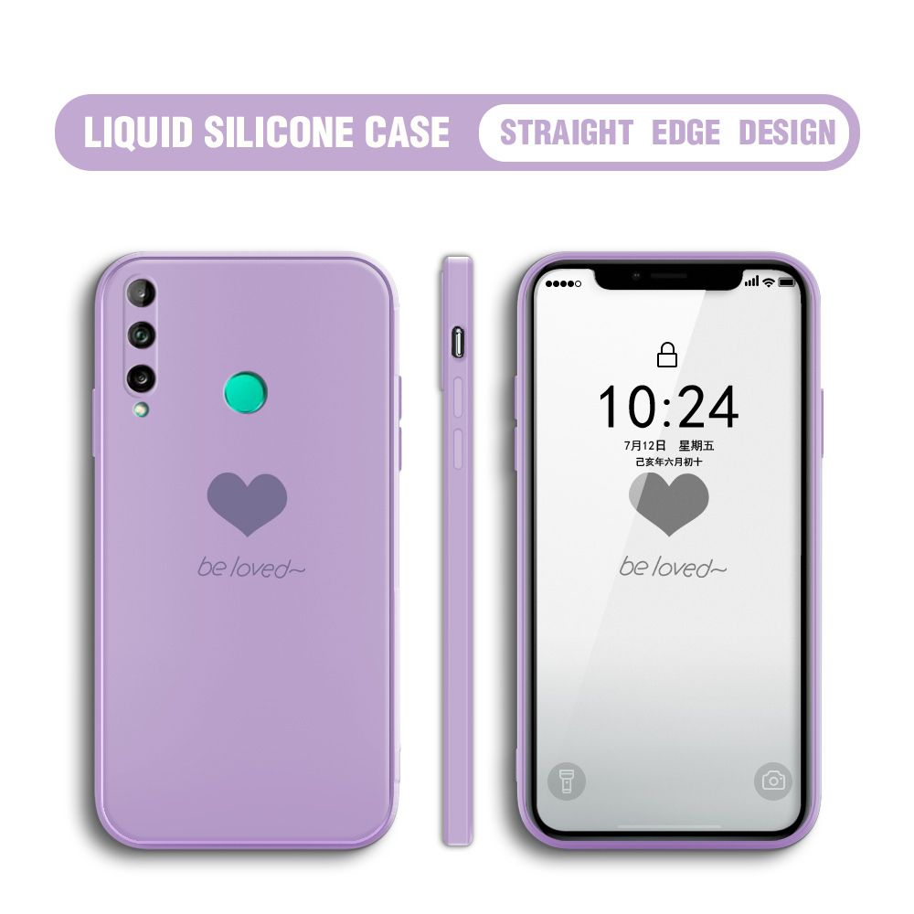 Jizetin for Huawei Y7P / P40 Lite E Back Cover Little Love Multicolor Liquid Silicone Phone Case Soft Square Lens Protection Phone Cases