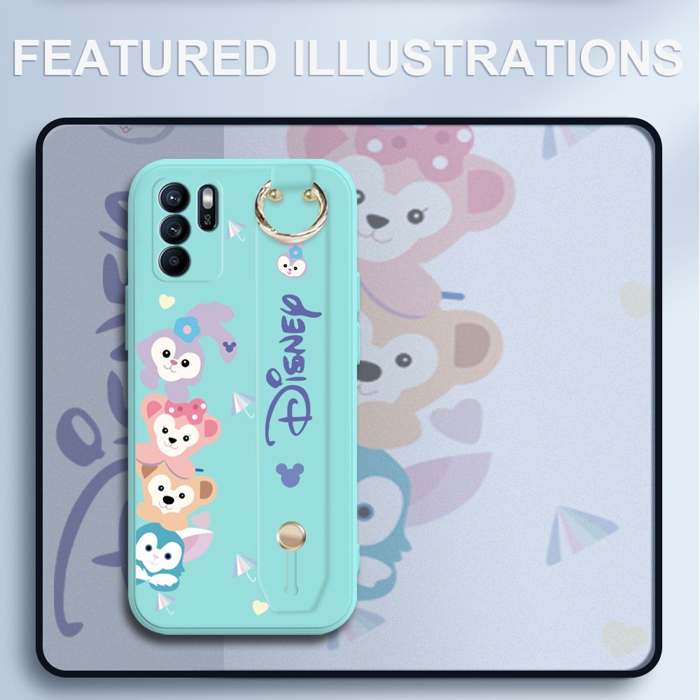 UCUC for OPPO Reno6 Z 5G Wrist Strap Case Creative Cartoon Cute Bunny Cover Ultra Thin Anti Fall Liquid Silicone Phone Case