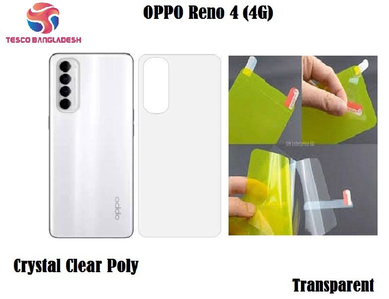 OPPO Reno 4 (4G) Clear Transparent 3D Crystal Clear Back Skin Guard Poly