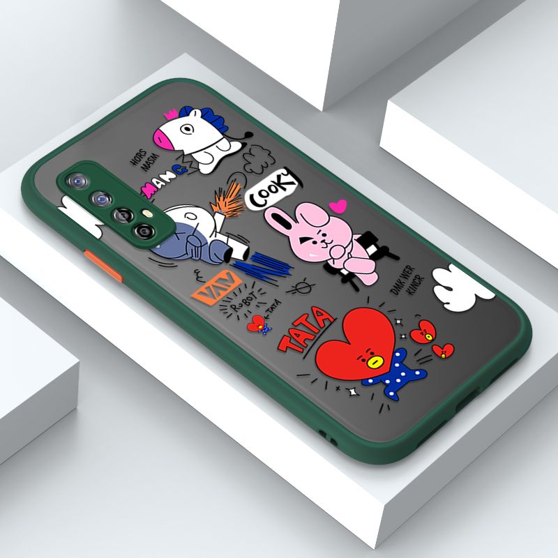 Jizetin for Realme 7 / Narzo 20 Pro Cover BTS Animation Image Soft Edge Frosted Transparent Phone Case