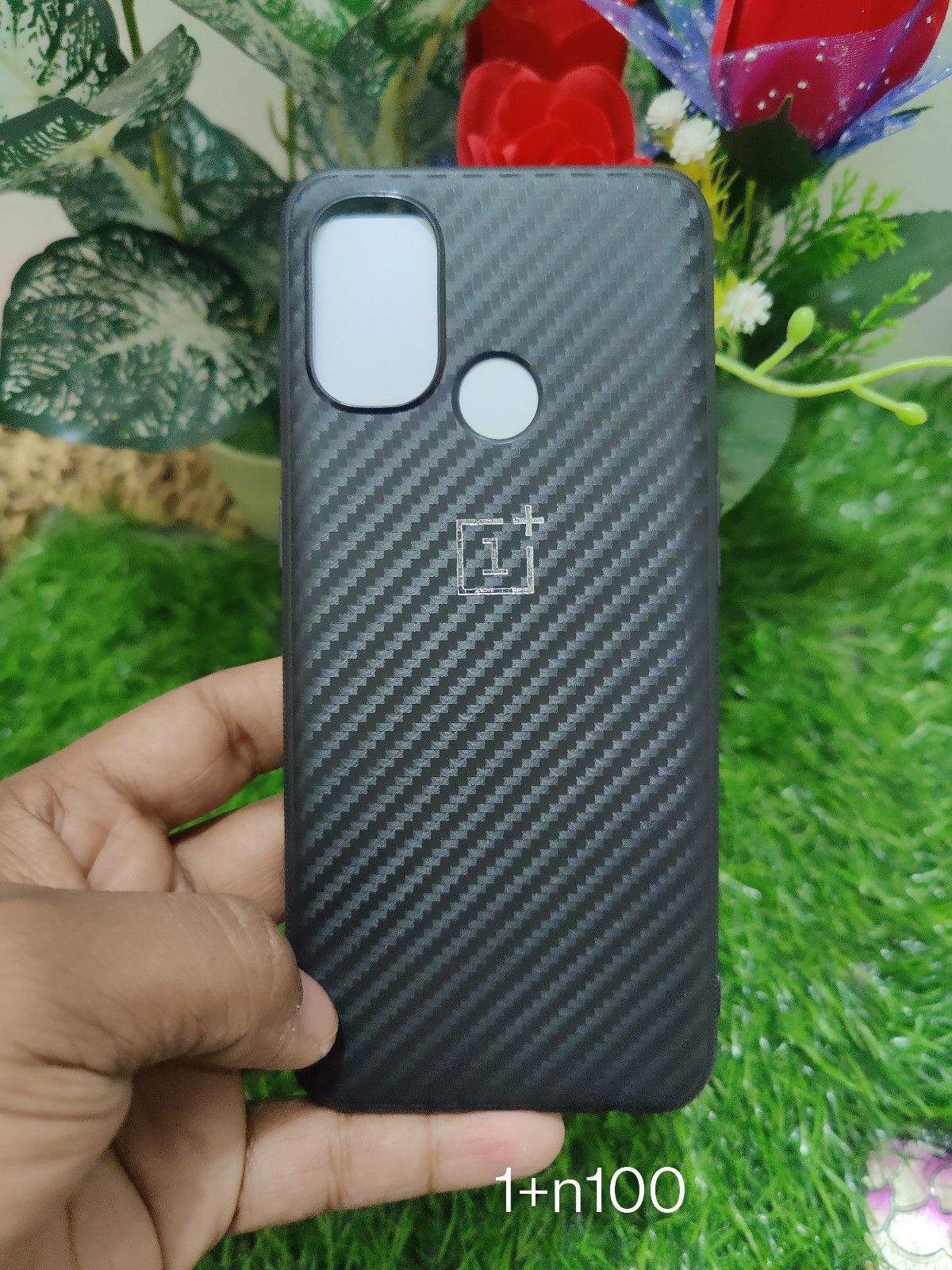 For oneplus nord n100  carbon fiver case silicone case black cover logo case