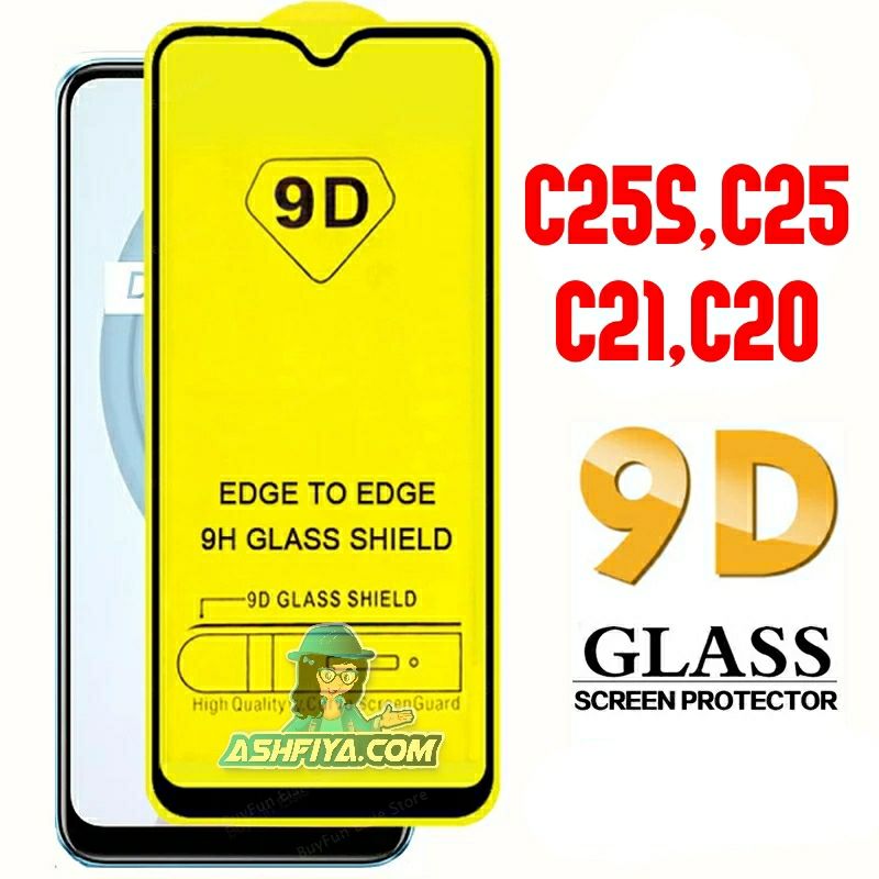 Realme C25S C25 C21 C20 6D/9D/11D/21D Full Coverage Tempered Glass Screen Protector