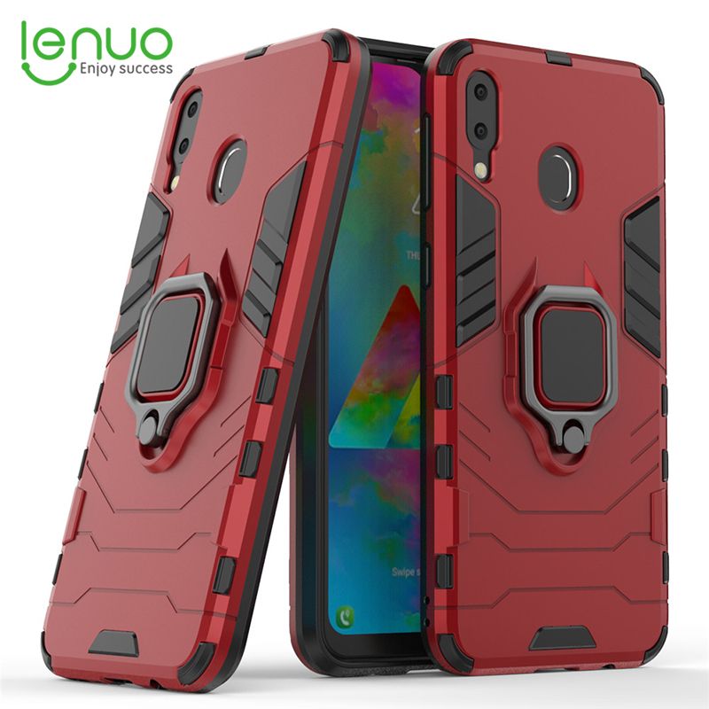 Lenuo Phone Case for Samsung Galaxy M20 Silicone PC Metal Ring Holder Cover