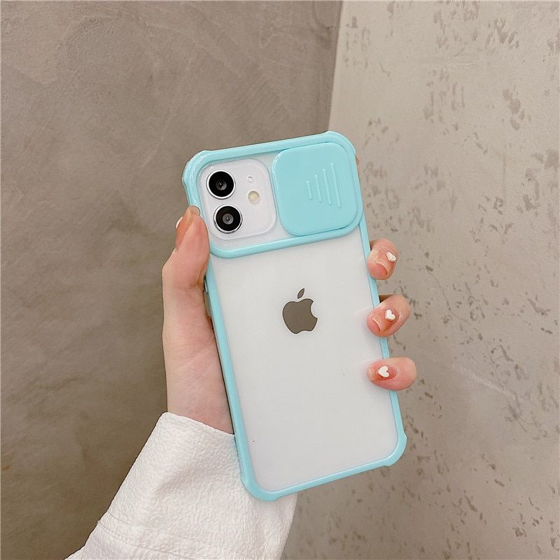 Slide Camera Lens Protection Clear Case For iPhone 13 11 Pro Max 12 Mini XS X XR 8 7 Plus SE Shockproof Bumper Transparent Cover