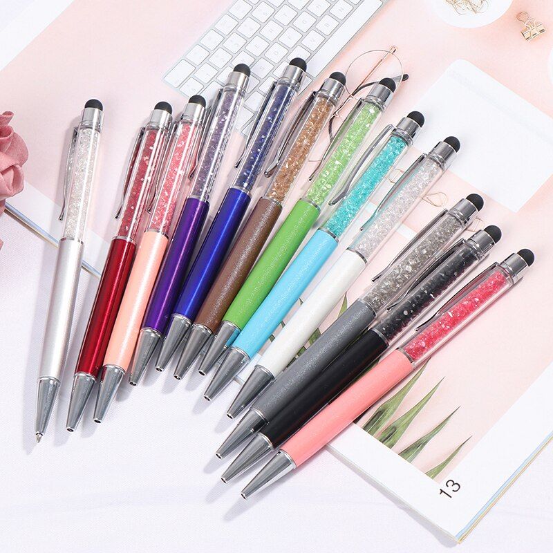Crystal Ballpoint Pen Stylus Touch Pen for Writing Stationery Office&School Pen 14.5x1.0cm