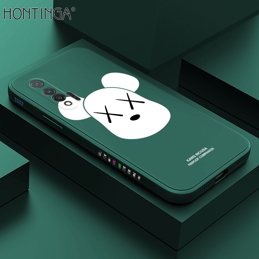 Hontinga for Huawei Nova 6 Case Side Design Violent Bear Head Back Cover Soft Square Edge Pattern Liquid Silicone Trend Phone Cases