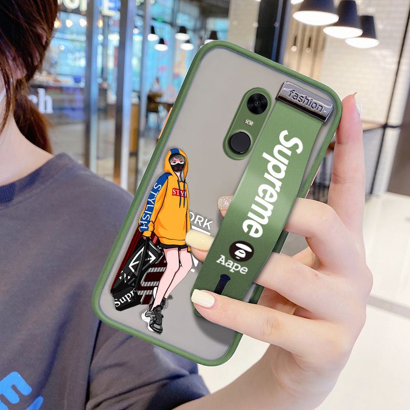UCUC for Xiaomi Redmi 5 Wrist Strap Case Creative Cartoon Handsome Girl Wristband Printing Cover Shockproof Frosted Phone Case