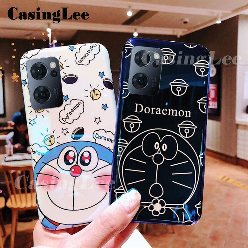 Casinglee For OPPO Reno 7 Case Cute Doraemon Soft Shockproof Cartoon Design Couple Full Protection Back Cover OPPO Reno7 Phone case For girls and Boys