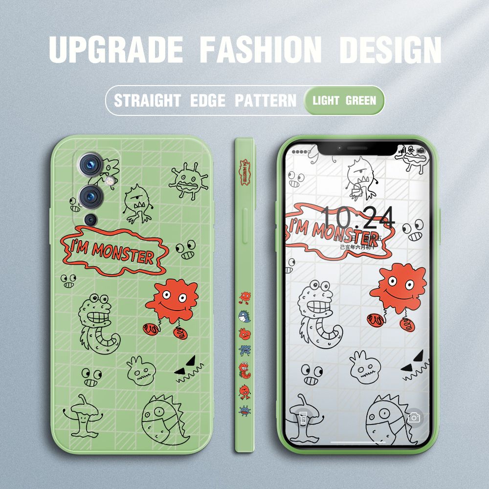 Jizetin for OnePlus 9 Case Side Design Phone Cover Printed Text “I Am Monster ” Cover Square Edge Pattern Liquid Silicone Trend Case