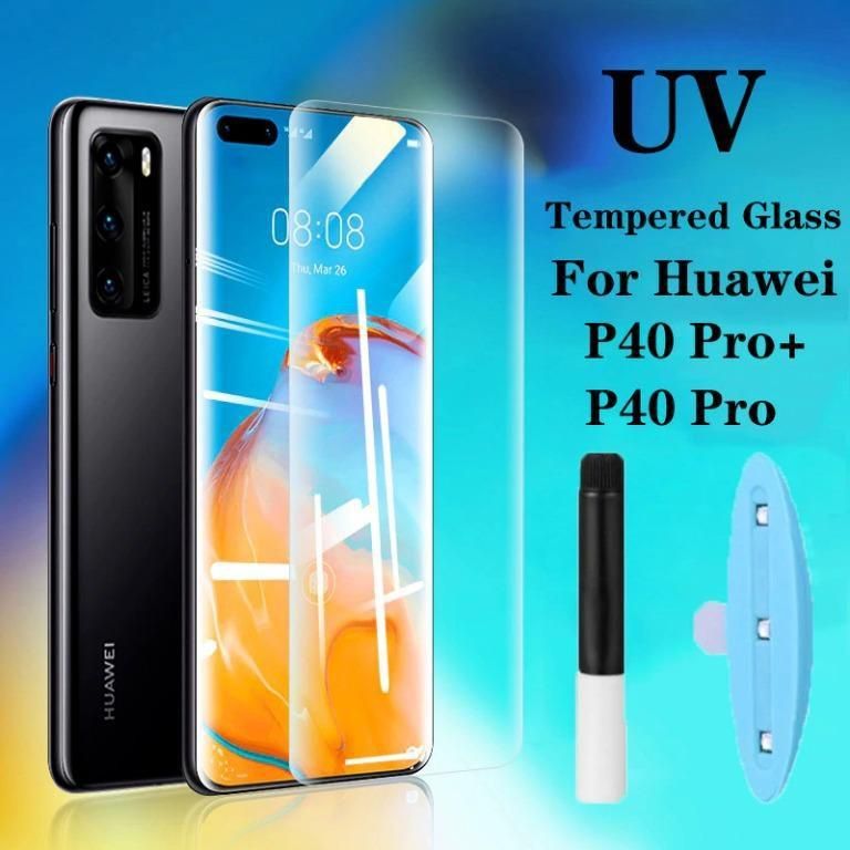 FOR HUAWEI P40 PRO PLUS / P40 PRO / P30 PRO / MATE 30 PRO / MATE 30 PRO / MATE 20 PRO UV Light Adhesive Tempered Glass Screen Protector -transparent