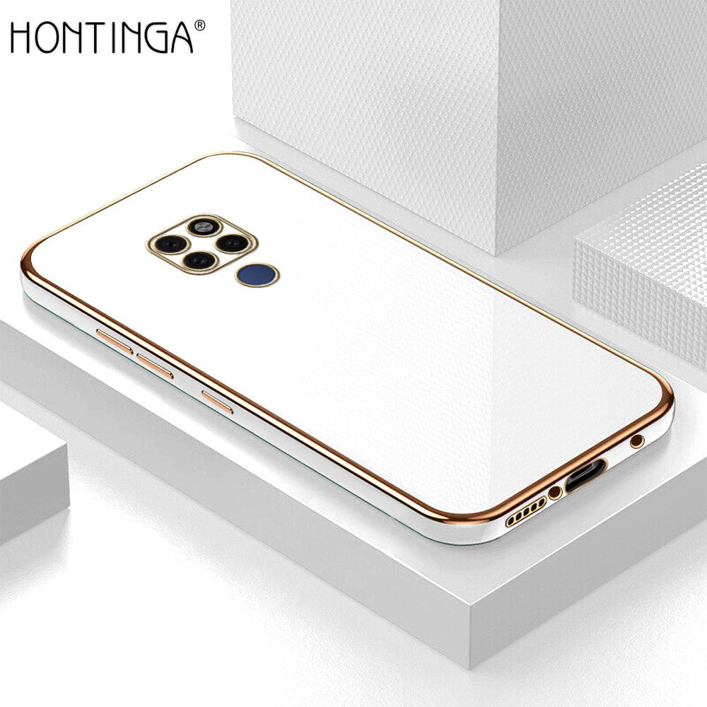 Hontinga for Huawei Mate 20 Back Cover + Free Lanyard Luxury 6D Plating Frame Shiny Bling Case Soft Silicone Square Phone Cases