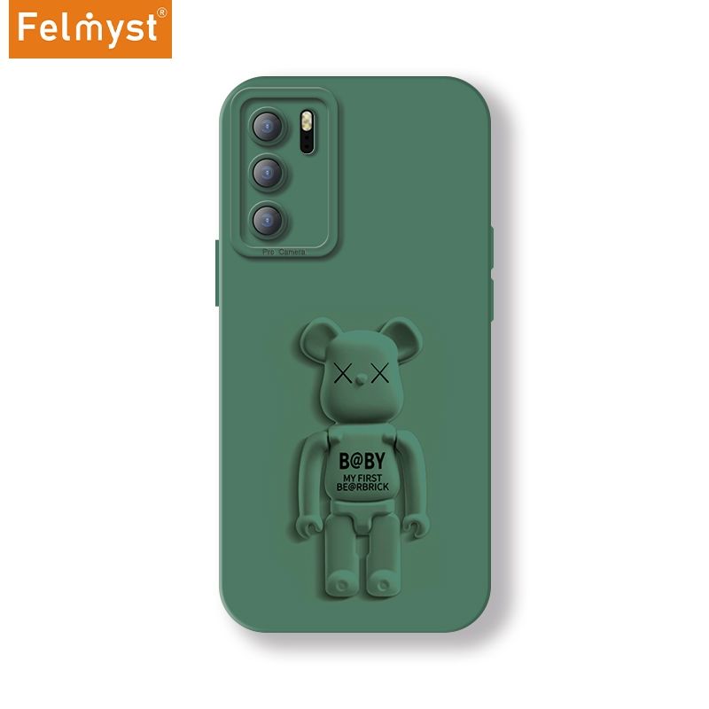 Bearbrick For Huawei P40 Back Mobile Phone Holder Case XX Be@rbrick Simple Luxury Mens Girls Liquid Silicone Protect Lens Shockproof Full Soft Cover