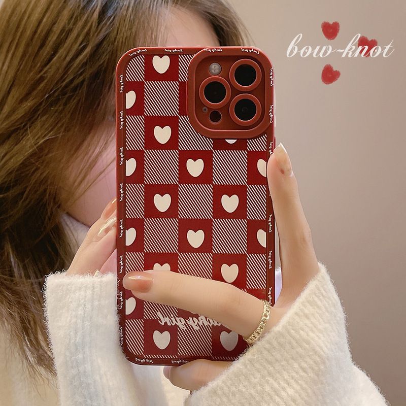 Lovely Heart Red Case Soft Silicone Cover Mobile Phone Protective Case