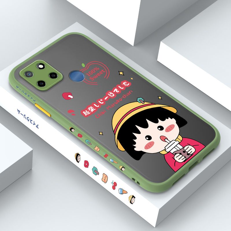 ZeroQiQi for Realme C25 Case Chibi Maruko Side Printing Cover Frosted Ultra Thin Protective Anti Fall Phone Case