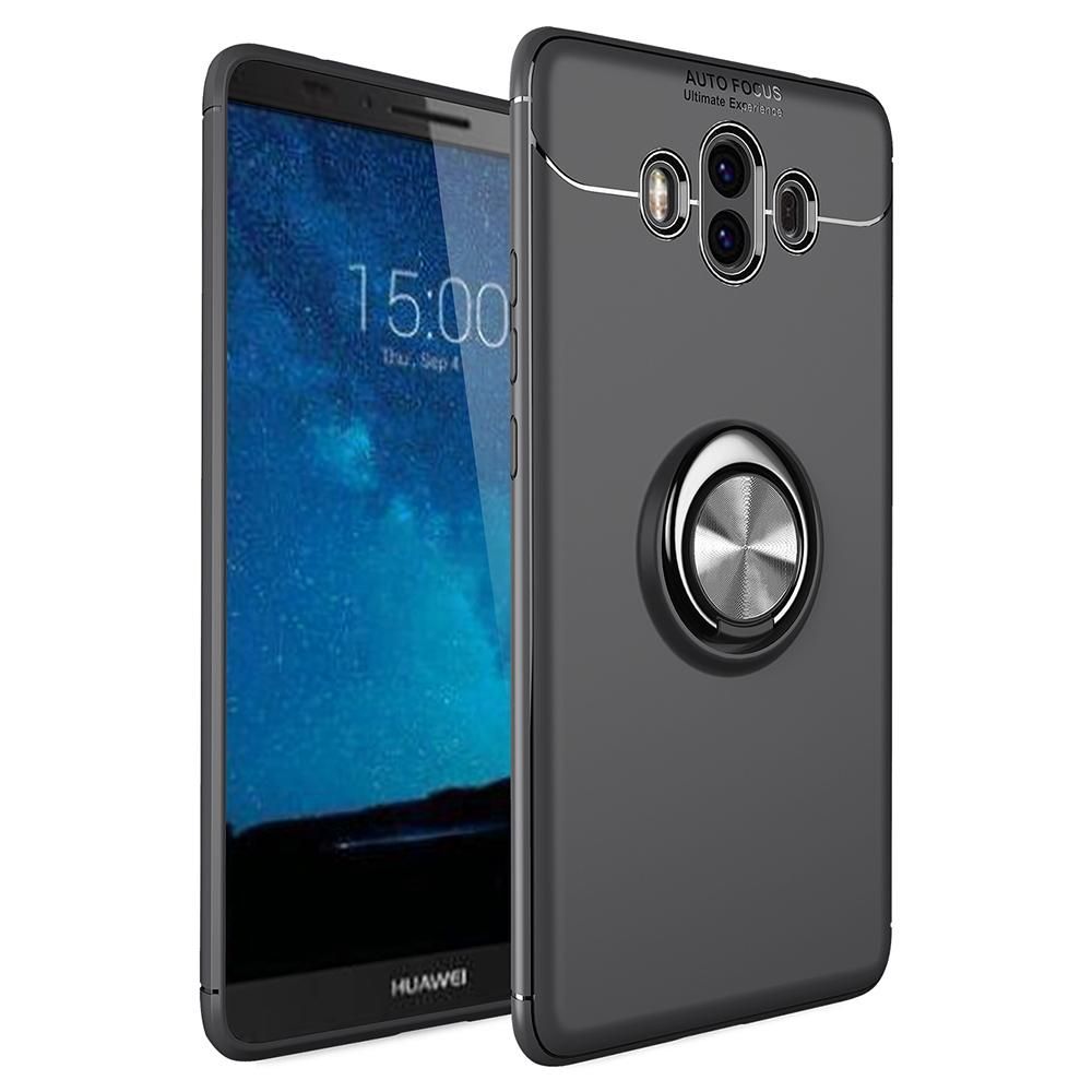 For Huawei Mate 10 360 Degree Rotating Ring Clip Holder Case (Compatible with Magnetic Car Mount) Resilient TPU Drop Protection Armor Protective Case Cover