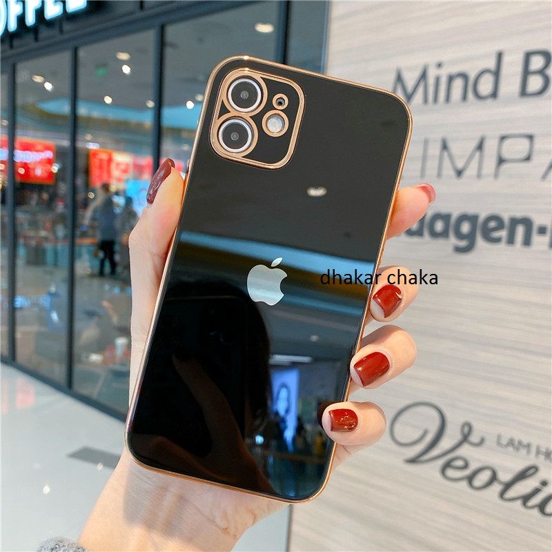 Luxury 6D Plating Soft Casing Silicone Square Frame Phone Case For iphone 12 Phone Case Shiny Bling Back Cover Coque