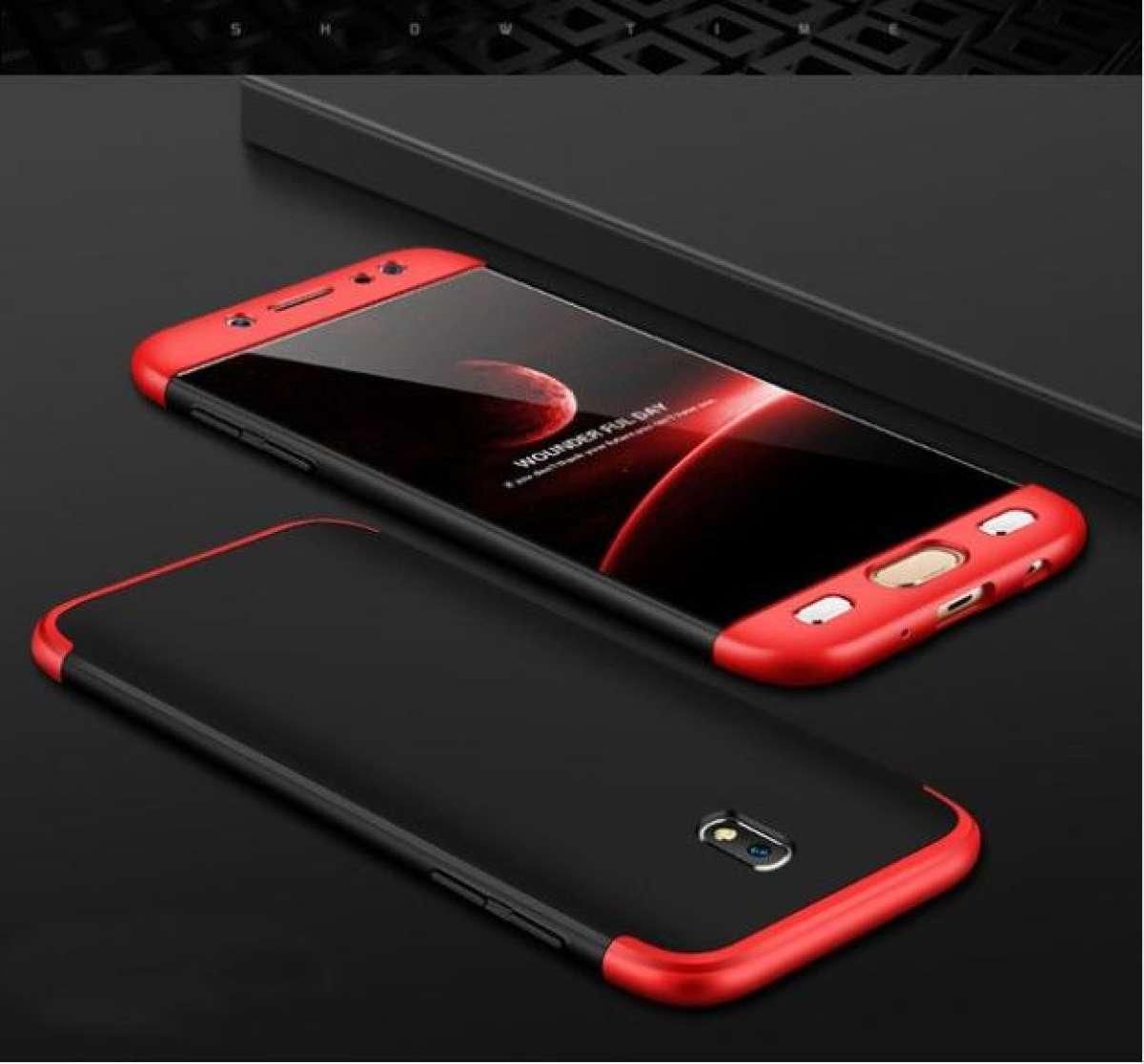 Samsung J7 Pro 360 Degree GKK Phone Back Cover - Black & Red