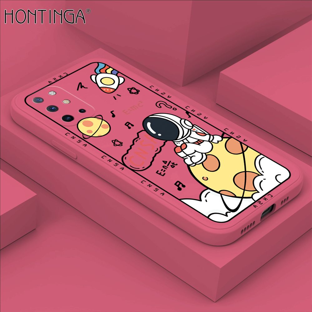 Hontinga for OnePlus 8T Case Cartoon Astronauts Phone Case Phone Case Soft Square Edge Silicone Cases Full Lens Cover Shockproof Protection Cover