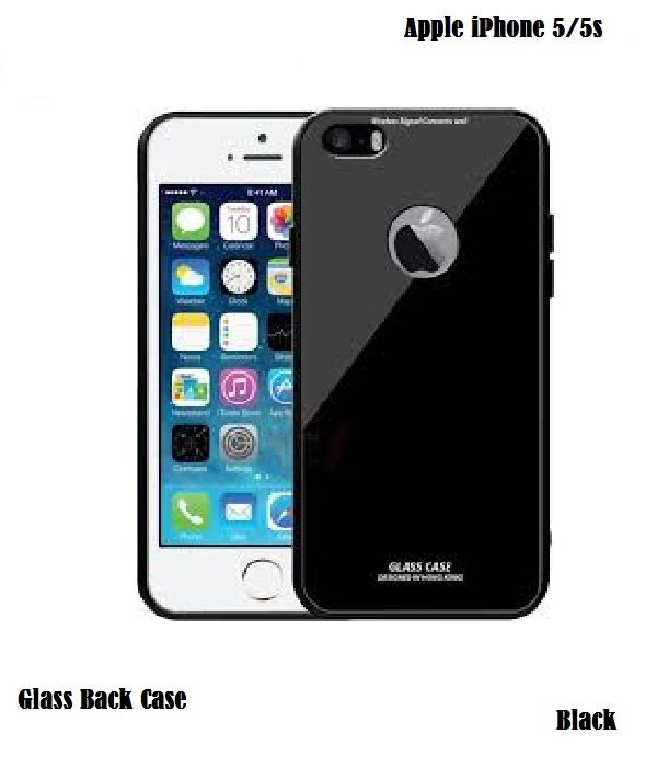 Apple iPhone 5/5S Luxury Shockproof TPU Bumper Back Glass Back Cover Glass Case - camera - Phone Back Cover