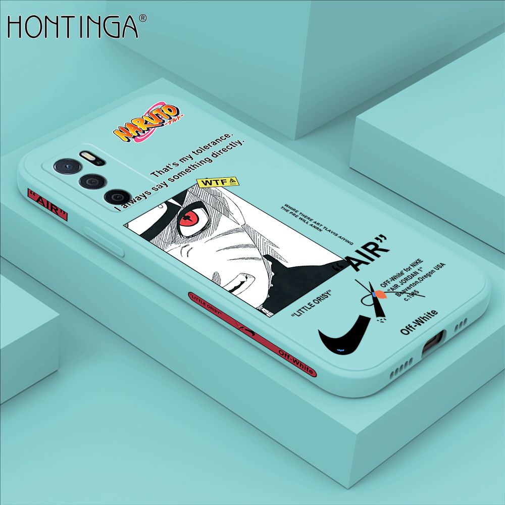 Hontinga for OPPO A16 Case Side Design New Anime Naruto for Boys Back Cover Soft Square Edge Pattern Liquid Silicone Trend Phone Cases