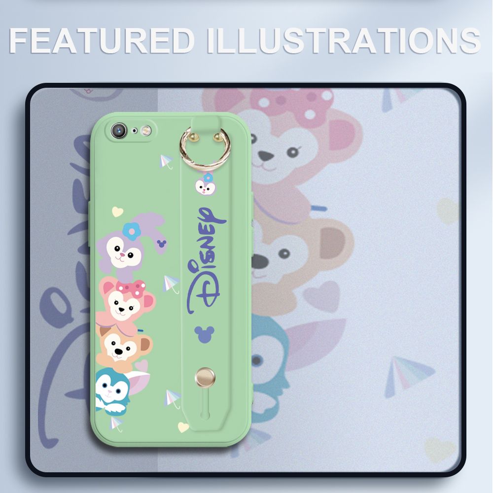 UCUC for iPhone 6S Wrist Strap Case Creative Cartoon Cute Bunny Cover Ultra Thin Anti Fall Liquid Silicone Phone Case