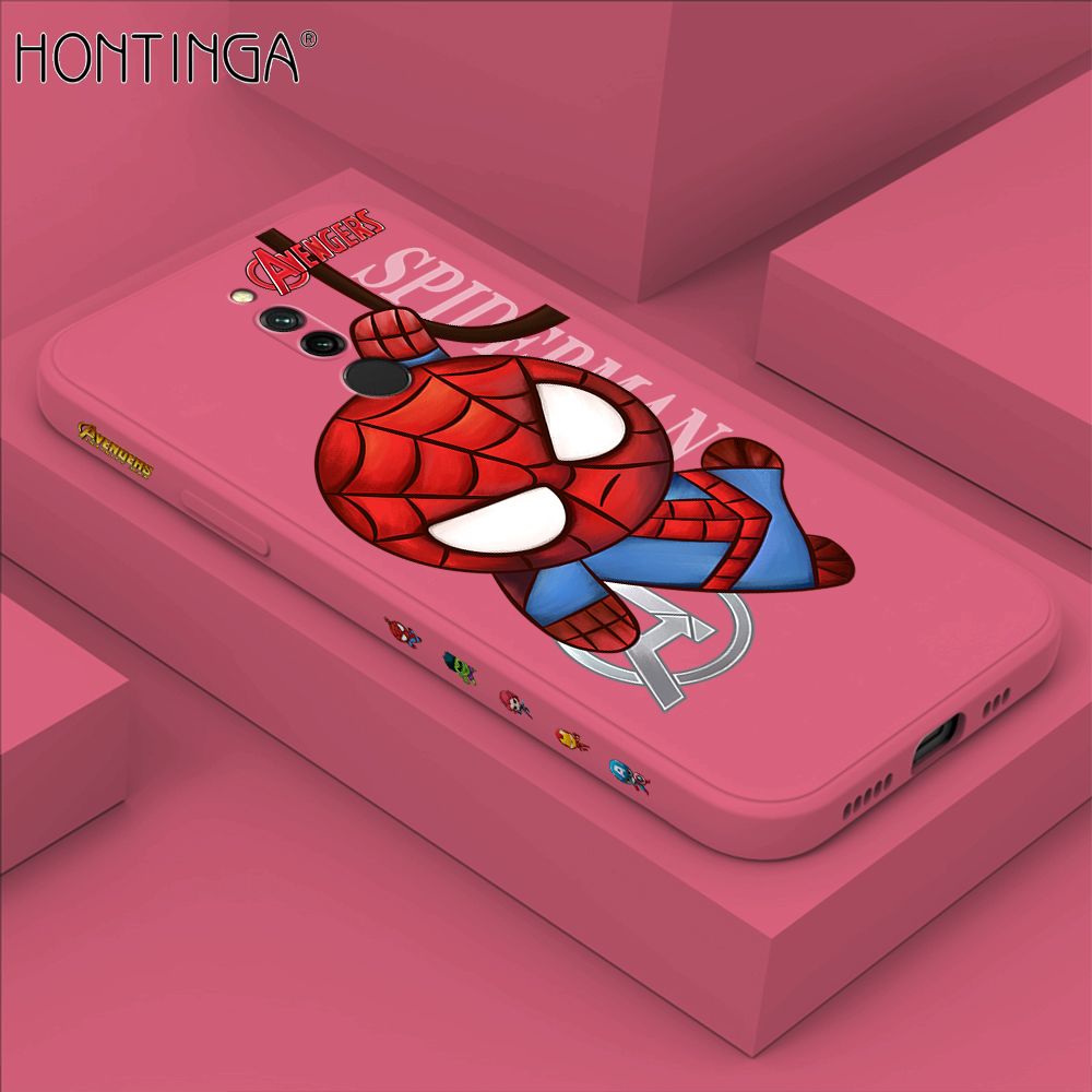 Hontinga for Xiaomi Redmi 8 Case Side Design Cartoon Little Spider Back Cover Soft Square Edge Pattern Liquid Silicone Trend Phone Cases