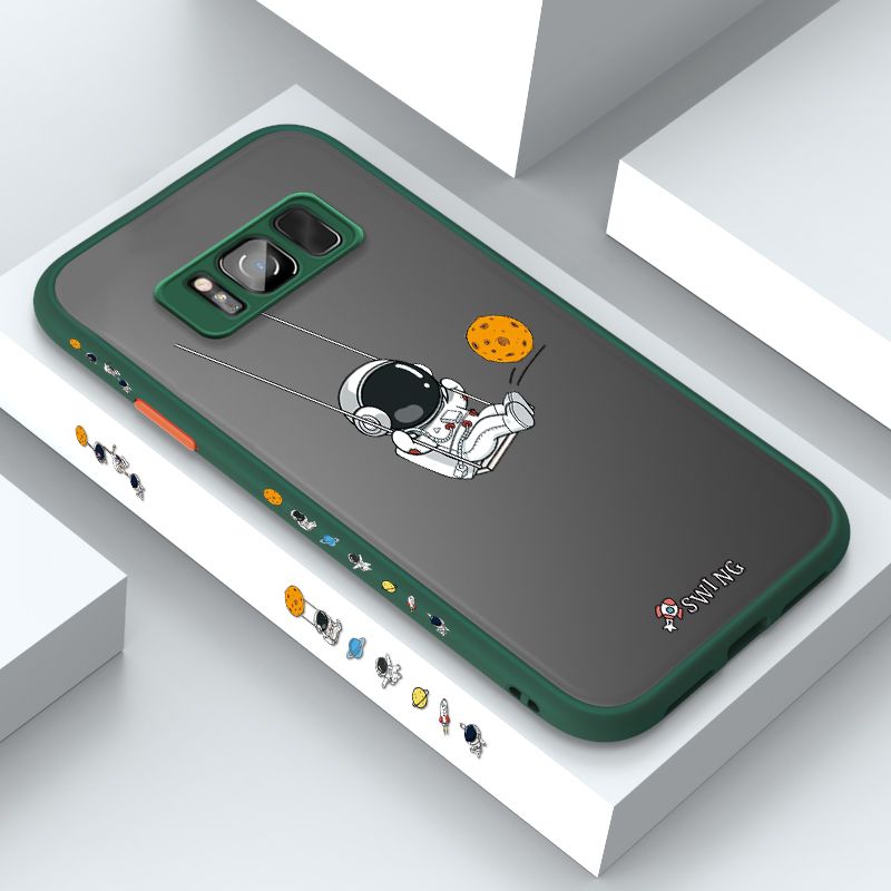 ZeroQiQi for Samsung S8 Case Astronaut Swinging Side Printing Cover Frosted Ultra Thin Protective Anti Fall Phone Case