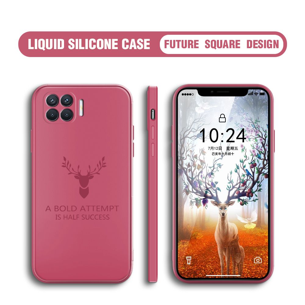 Hontinga for OPPO A93 2020 Case Soft Silicone Square ELK Deer Reindeer Phone Cases Full Cover Camera Shockproof Protection Rubber Case