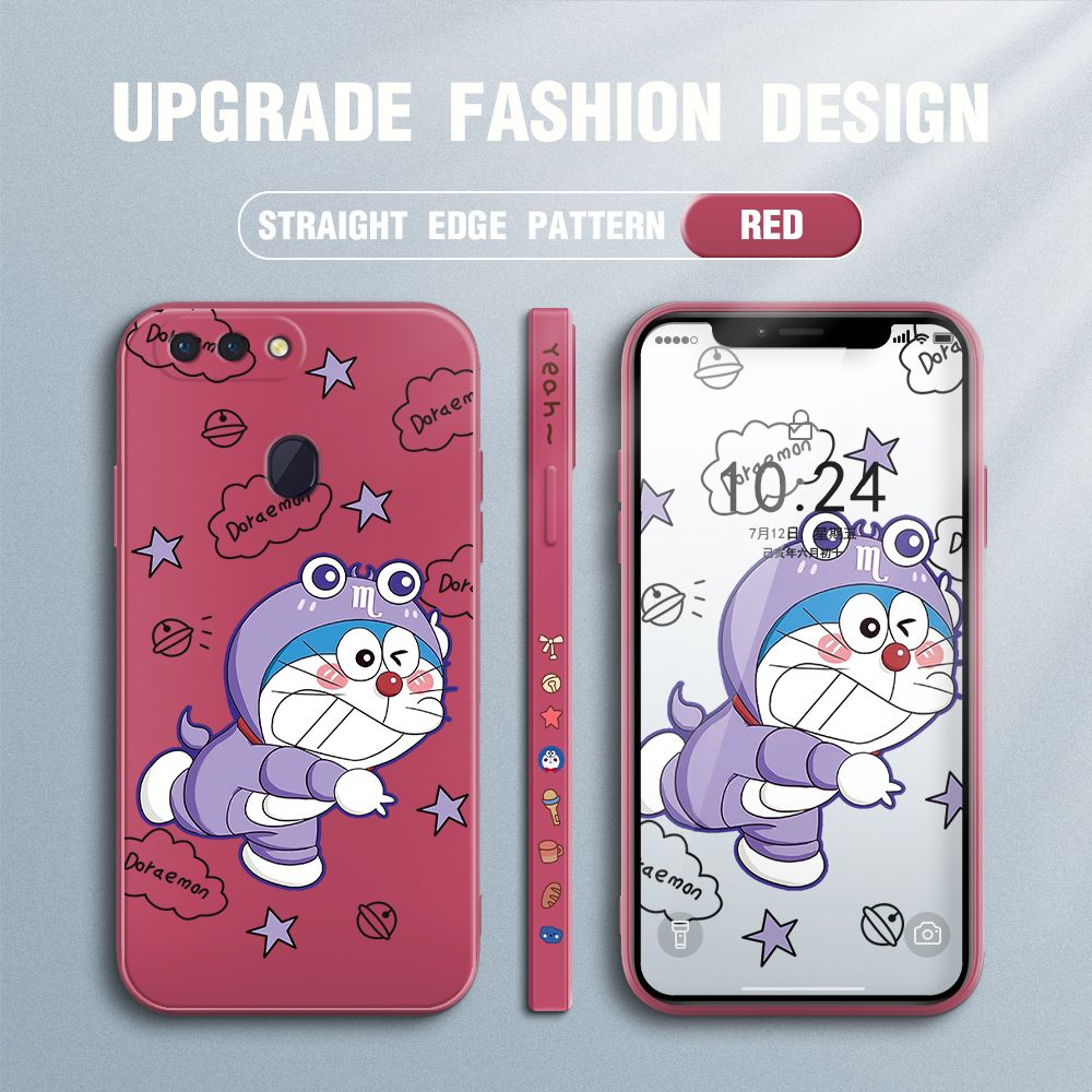 Jizetin for OPPO R15 Pro Case Cute Cartoon Purple Doraemon Anime Side Design Phone Case Ultra Soft Edge Pattern Liquid Silicone Phone Cases