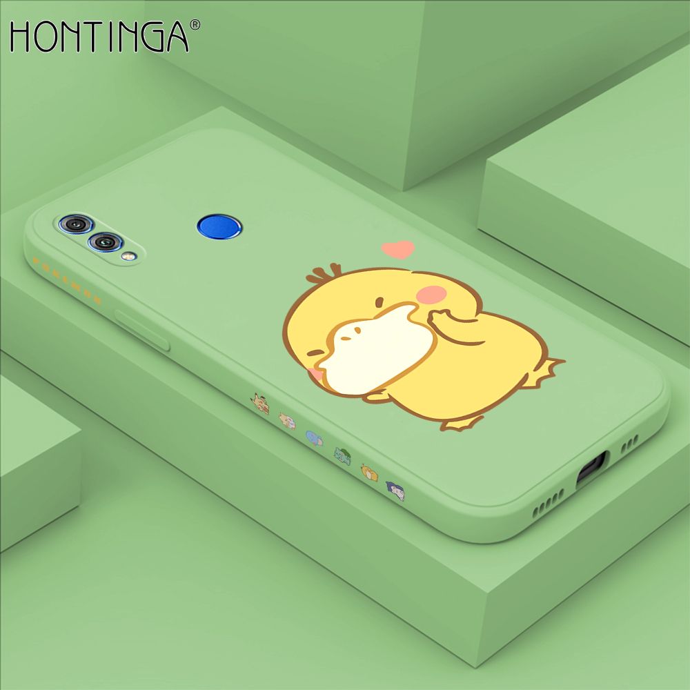 Hontinga for Honor 8X Case Side Design Trendy Cartoon Sign Back Cover Soft Square Edge Pattern Liquid Silicone Phone Cases