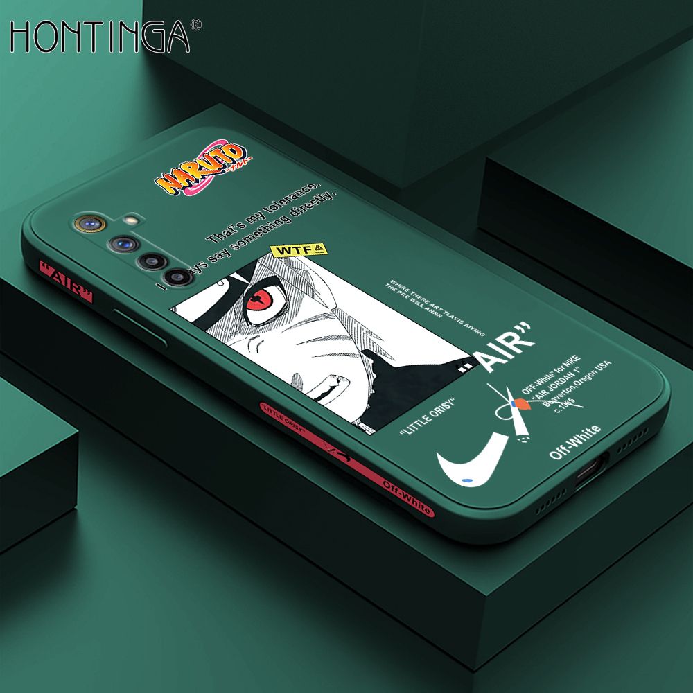 Hontinga for Realme 6 / Narzo Case Side Design New Anime Naruto for Boys Back Cover Soft Square Edge Pattern Liquid Silicone Trend Phone Cases
