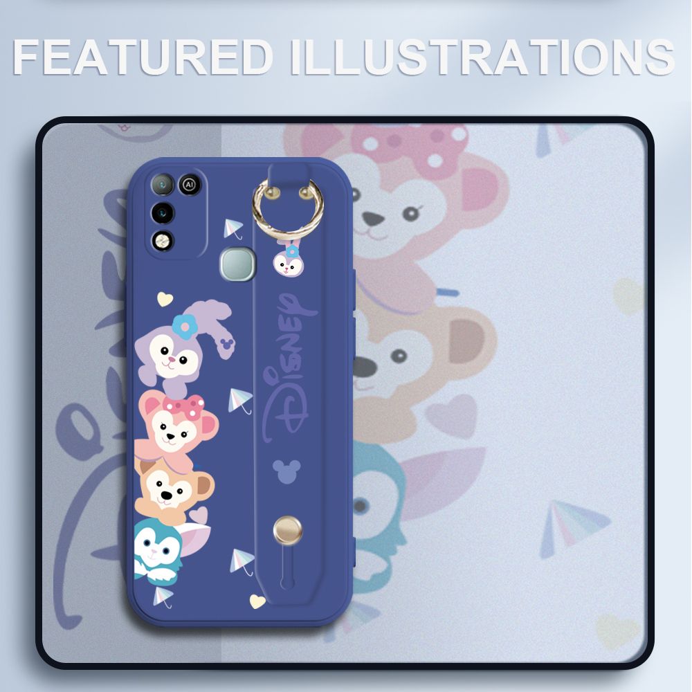 UCUC for Infinix Hot 10 Play Wrist Strap Case Creative Cartoon Cute Bunny Cover Ultra Thin Anti Fall Liquid Silicone Phone Case