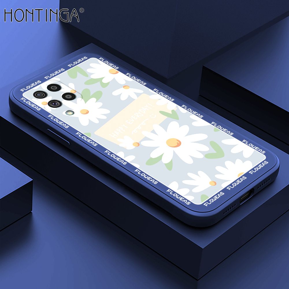 Hontinga for Samsung M62 Case Beautiful Daisy Flower Phone Case Phone Case Soft Square Edge Silicone Cases Full Lens Cover Shockproof Protection Cover