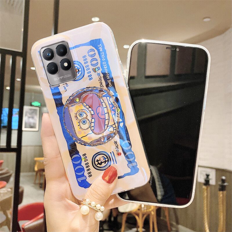 Phone case Realme 8i Case Blue-Ray Bling Glitter Cartoon SpongeBob Patrick Silicone Back Cover For Realme8 i Cases